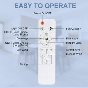 Ventilatore da soffitto con luce e telecomando, attacco E27, montaggio a soffitto. - Product Image 3