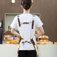 Tablier de barman personnalisé en toile imperméable gaufrée pour restaurant, salon de thé, restaurant de fondue, barbecue, uniforme de service pour femmes