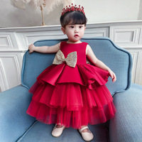 Robes pour filles, robe de princesse sans manches pour enfants, robe de fête à motif gâteau pour filles