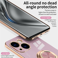 Accessoires mobiles, coque de téléphone avec anneau magnétique pour iPhone 16 Pro Max Plus, design luxueux, coque de téléphone souple