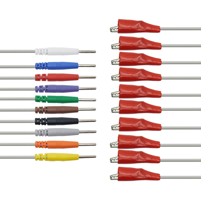 DIN 2mm, EEG Cable, Alligator Clip 10-lead EEG Lead Wire/Silver Plated Copper EEG Cup Electrode
