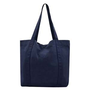 Precio al por mayor personalizado Vintage en Blanco Bolsa De algodón lona playa compras bolso de mano para las mujeres - Product Image 2