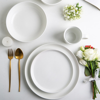 Vente en gros, grès blanc mu, assiettes en céramique personnalisées, ensemble de vaisselle pour restaurant