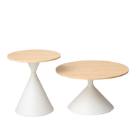 Ensemble de 2 tables basses rondes au design élégant, tables gigognes modernes pour salon, table d'appoint blanche