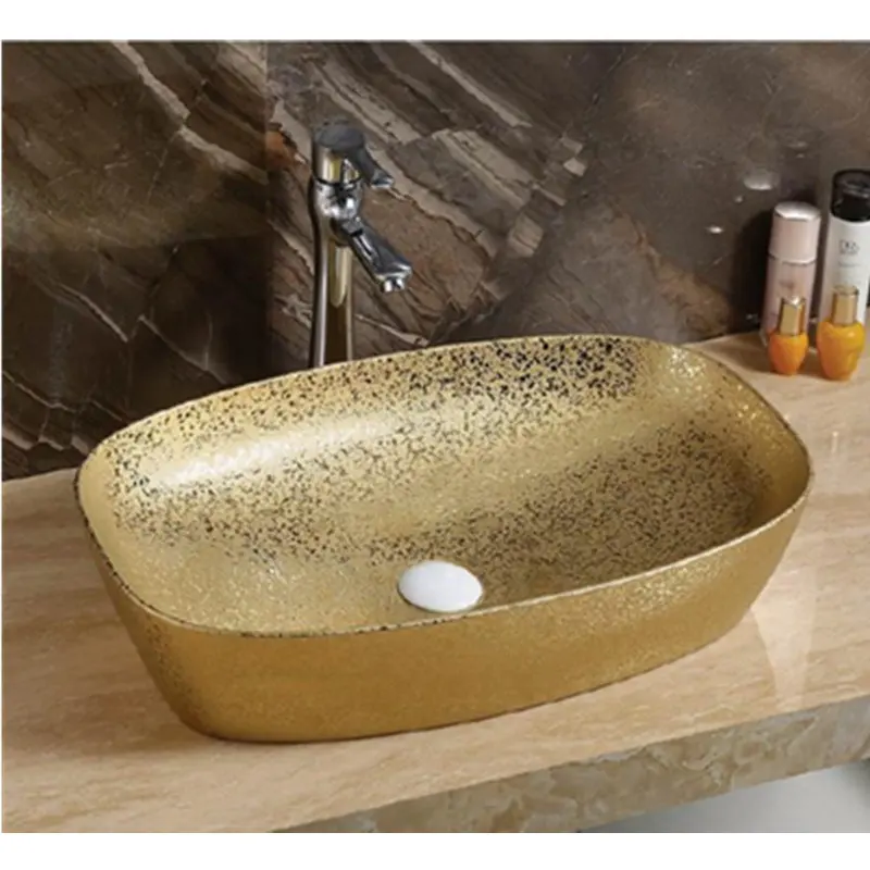럭셔리 타원형 노란색 세라믹 수조 싱크 솔리드 표면 욕실 싱크 위생 도자기 세면대