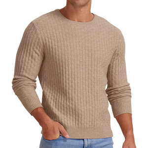 Herbst Winter Herren Waffelstrick-Pullover mit Rundhalsausschnitt Gitterstruktur-Pullover mit Geripptem Saum Slim Fit Lässiger Klassischer Jumper - Product Image 6