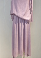 Meilleures ventes : Ensemble jupe mi-mollet et haut sans manches en mousseline violette 2 pièces pour femme, col rond, avec nœud, élégant, respirant, vêtements de créateur pour l'été