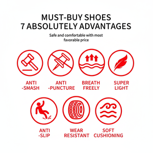 Scarpe Antinfortunistiche da Uomo con Puntale in Acciaio Anti-Schiacciamento, Antiperforazione, Punta Tonda, Tacco Basso per Edilizia - Product Image 1