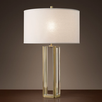 Yihao luxe laiton colonne lampe de Table exquis intérieur table de chevet éclairage décoratif bureau lumière tissu E14 pour la maison boutique décor