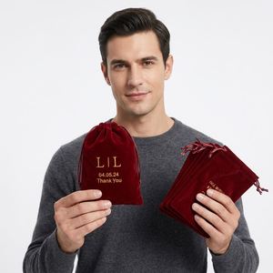 Pochette à bijoux en velours sur mesure avec cordon de serrage et logo brodé, idéale pour les cadeaux et l'emballage de téléphones - Product Image 3