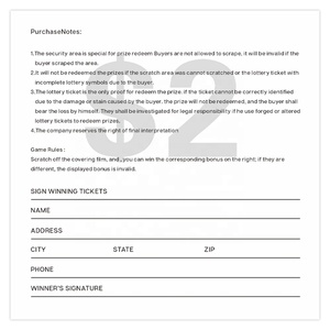Boletos de Lotería con Diseños Ganadores, Venta al por Mayor, Impresión Digital Personalizada, Diferentes Premios y Modos de Juego - Product Image 4