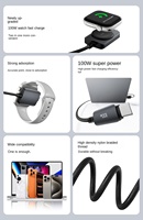 Câble de charge 2-en-1 BASEMO 100W Type-C pour iPhone/iPad/MacBook, chargeur magnétique pour montre, nylon tressé, transfert de données 480 Mbps