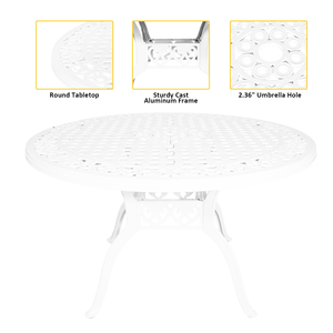 Ensemble de salle à manger de patio 7 pièces, table de patio de 48,23 pouces avec trou pour parasol de 2,36 pouces, ensemble de salle à manger en aluminium moulé pour l'extérieur avec 6 chaises - Product Image 3