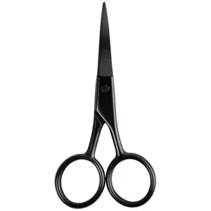 Forbici da barba nere personalizzate forbici per sopracciglia trucco in acciaio inossidabile Mini forbici per ciglia con Logo