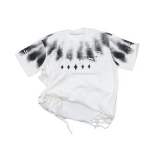 T-shirt Uomo Oversize Personalizzata Ricamata Effetto Usurato con Orlo Distrutto <span class=keywords><strong>Spray</strong></span> Paint Stile Streetwear Grunge OEM - Product Image 3