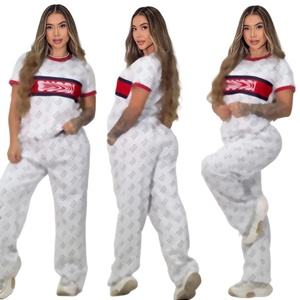 European American Women's Micro Wide-Leg Two-Piece Set New Fashion Casual Double-Sided Summer <b>Trousers</b> Embroidered - Product Image 2