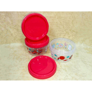 500ml 3pcs pot rond transparent en plastique ensemble de récipients alimentaires couleurs assorties avec couvercles à vis - Product Image 2