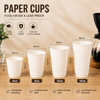 Gobelets en papier ondulé violets écologiques jetables pour boissons chaudes/froides, gobelets à café personnalisés pour le bureau, la maison, le café