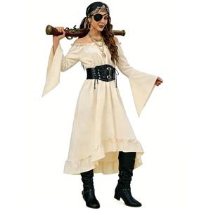 Disfraz de Pirata de Halloween para Mujer, Vestido de Fiesta Renacentista con Mangas de Campana y Hombros Descubiertos - Product Image 1
