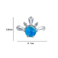 Piercing en Titane G23 Plaqué Argent avec Zircon Cubique Carré et Opale Aurora pour Nez, Oreilles, Conch, Labret, Tragus, Hélix, Bijou Fin de Mariage