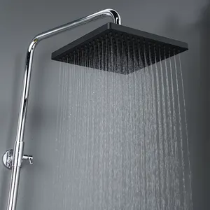 Shower BSL-SH1042 10inch Rain Shower Head Square Waterfall Black Bathroom Shower Head High Quality Overhead Shower Black