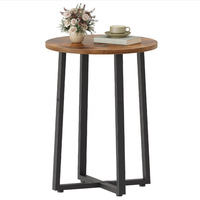 Mesa Auxiliar Redonda con Tapa de Madera y Estructura Metálica Industrial, Mesa Auxiliar Circular Pequeña para Sofá, para Sala de Estar, Dormitorio, Decoración del Hogar