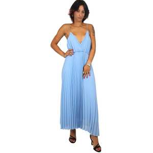 Women's Maxi Dress Sky Blue Pleated <b>Spaghetti</b> Strap <b>Long</b> Summer Dress - Product Image 2