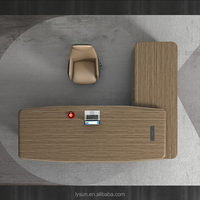 Bureau de direction en bois MDF en forme de L de luxe avec armoire latérale, design moderne pour immeuble de bureaux, patron, PDG, managers