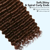Extensions de cheveux humains au crochet invisibles, ondulées profondes, brunes, avec nœuds invisibles pré-séparés, sans nœuds, pour tresses