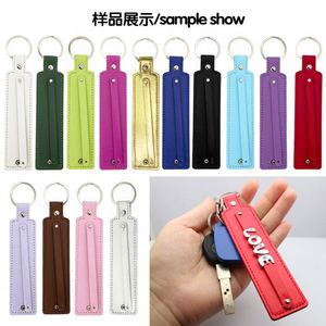 15 Colors 8mm Faux Leather Keychain DIY Craft Keychain Blank <b>Key</b> Chain Perfect for K-Pop Theme Stylish Multi-Colors DIY Keychain - Product Image 2