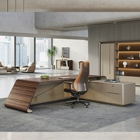 Bureau de direction en forme de L de luxe, mobilier de bureau moderne, bureau de travail modulaire pour bureau à domicile