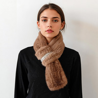 Gestrickter Schal aus Nerzfell für Damen, doppelseitig, verdickt, warm, mit gekreuztem Fellkragen, Snood im koreanischen Stil, vielseitig einsetzbar