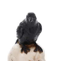 Figurine de tête de corbeau en résine noire, ornement squelette, art gothique, 10 x 15 x 19 cm, décoration d'intérieur