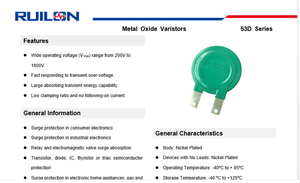 Varistors à oxyde métallique 240V à 1600V MOV série 53D - Product Image 3