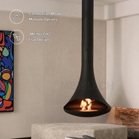 Cheminée suspendue moderne MEISU.CH personnalisable de 900 mm, au charbon électronique/éthanol/bois, pour hôtels