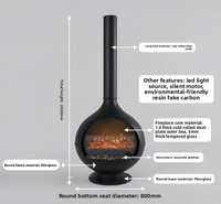 Cheminée électrique LED 3D réaliste personnalisée avec télécommande, thermostat intelligent réglable, économe en énergie, version anglaise