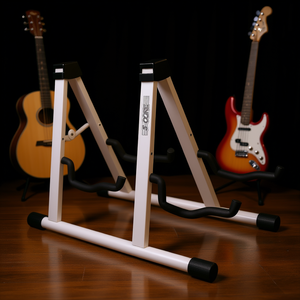 Support de guitare GSS 2N1 WH, double pliage, universel, en métal, pliable, pour scène, studio, guitare acoustique, électrique, basse, mandoline, banjo - Product Image 2