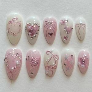 24pcs Resin Full Cover <strong>Nails</strong> with Simple Lines 3D Flower Design Gradient Yellow - Product Image 2