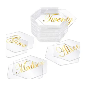 Transparent Blank Acrylic Hexagon Table Card Wedding Guest Name Card Table Number Label for wedding