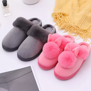 Chaussons d'intérieur en peluche à pompon unique pour hommes et femmes, chauds pour l'hiver, épaissis, à longues oreilles, antidérapants et respirants - Product Image 6