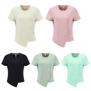 Camiseta Corta de Manga Corta para <span class=keywords><strong>Mujer</strong></span>, 100% Algodón, Secado Rápido, Transpirable, Ecológica, para Verano, Deportes al Aire Libre, Yoga - Product Image 2