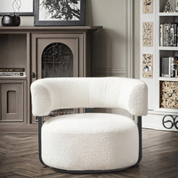 Fauteuil d'Appoint Bouclé Meuble Salon Individuel Chaise Longue Ronde Siège Unique Canapé Bouclé