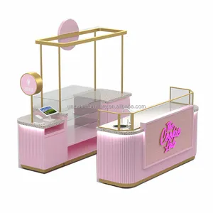 Beautiful Pink Fast Food Kiosk Attractive Cupcake Kiosk Delicate Food Booth For Shopping Mall Design