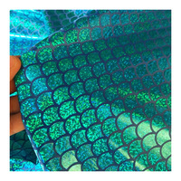 Tissu brocart tricoté métallisé effet écaille de poisson bleu lac, finition bronze laser, pour déguisement de sirène, tissu décoratif, performance scénique
