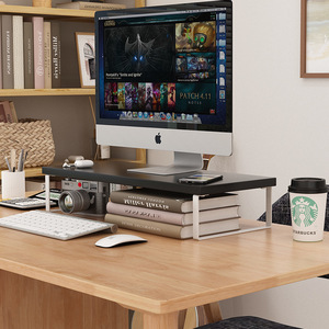 Computer <b>Desktop</b> <b>Riser</b> Stand Monitor Base Home Office Storage Rack Rectangle Multipurpose Standing Type Organizer - Product Image 2