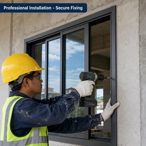 Fenêtre <span class=keywords><strong>coulissante</strong></span> en aluminium <span class=keywords><strong>pour</strong></span> matériaux de construction avec double vitrage isolant, vente en gros d'usine <span class=keywords><strong>pour</strong></span> les développeurs de projets - Product Image 4