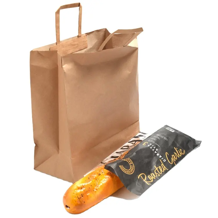 Emballage de pain de boulangerie de qualité alimentaire sac en papier kraft sac à pain sandwich beignet H personnalisé