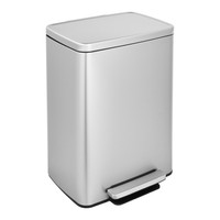 Poubelle à pédale en acier inoxydable de 50 L, poubelle rectangulaire de 13 gallons pour la cuisine, grande poubelle en fer pour le recyclage, le pressage des déchets, le stockage, la salle de bain, l'hôtel