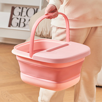 Bassin de lavage des pieds pliable et portable en plastique coloré multi-usage avec poignée pour la maison