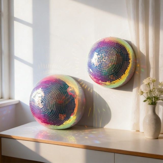 Cross-border New Style Colorful Reflective Colored Film Half Disco Ball for Wedding and Celebration Stage with Mirror Surface